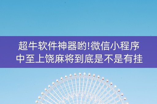 超牛软件神器哟!微信小程序中至上饶麻将到底是不是有挂(如何拿好牌)