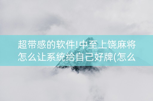 超带感的软件!中至上饶麻将怎么让系统给自己好牌(怎么容易赢)