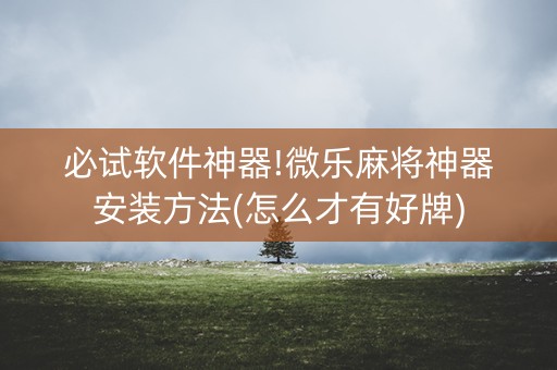 必试软件神器!微乐麻将神器安装方法(怎么才有好牌)