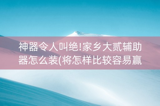 神器令人叫绝!家乡大贰辅助器怎么装(将怎样比较容易赢)