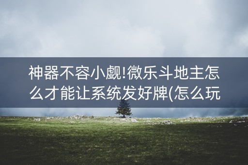 神器不容小觑!微乐斗地主怎么才能让系统发好牌(怎么玩才能赢)