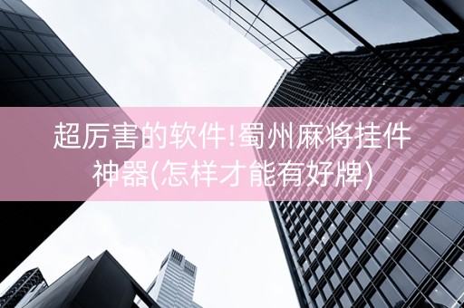 超厉害的软件!蜀州麻将挂件神器(怎样才能有好牌)