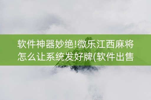 软件神器妙绝!微乐江西麻将怎么让系统发好牌(软件出售)