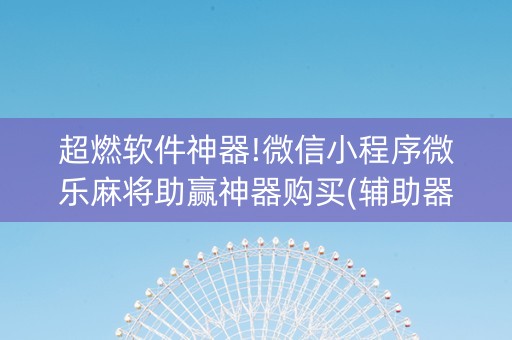 超燃软件神器!微信小程序微乐麻将助赢神器购买(辅助器下载)