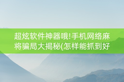 超炫软件神器哦!手机网络麻将骗局大揭秘(怎样能抓到好牌)