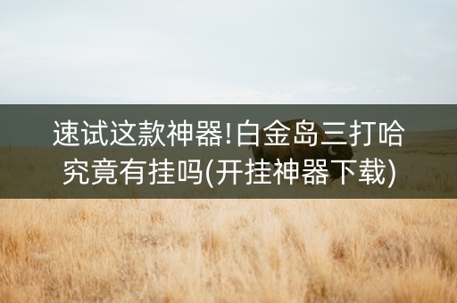 速试这款神器!白金岛三打哈究竟有挂吗(开挂神器下载)