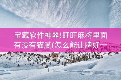 宝藏软件神器!旺旺麻将里面有没有猫腻(怎么能让牌好一点)
