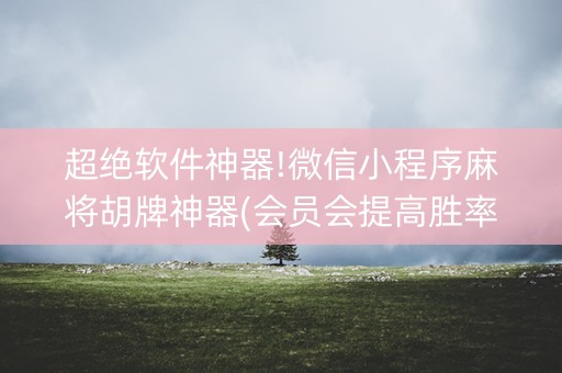 超绝软件神器!微信小程序麻将胡牌神器(会员会提高胜率吗)