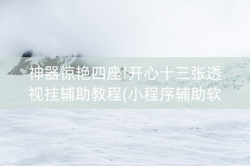 神器惊艳四座!开心十三张透视挂辅助教程(小程序辅助软件)