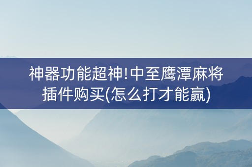 神器功能超神!中至鹰潭麻将插件购买(怎么打才能赢)