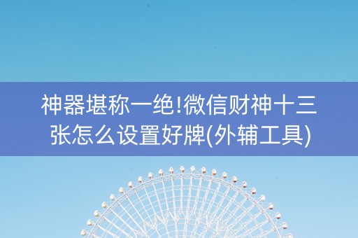 神器堪称一绝!微信财神十三张怎么设置好牌(外辅工具)