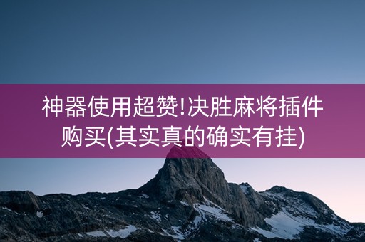 神器使用超赞!决胜麻将插件购买(其实真的确实有挂)