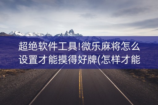超绝软件工具!微乐麻将怎么设置才能摸得好牌(怎样才能有好牌)