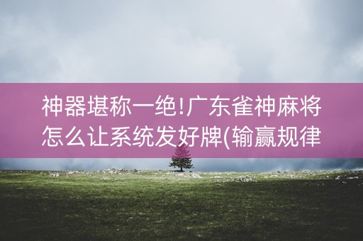 神器堪称一绝!广东雀神麻将怎么让系统发好牌(输赢规律)