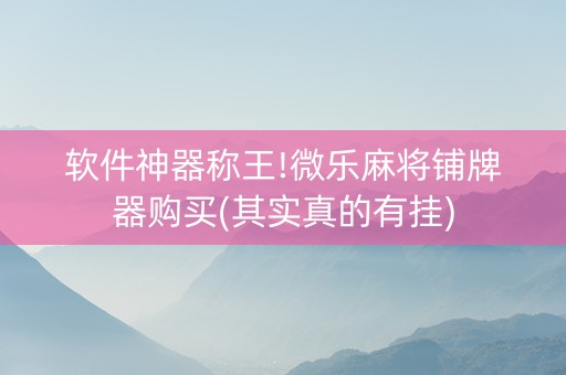 软件神器称王!微乐麻将铺牌器购买(其实真的有挂)