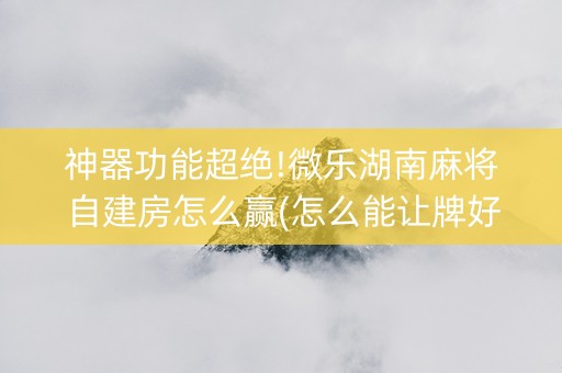 神器功能超绝!微乐湖南麻将自建房怎么赢(怎么能让牌好一点)