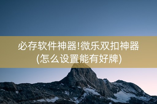 必存软件神器!微乐双扣神器(怎么设置能有好牌)