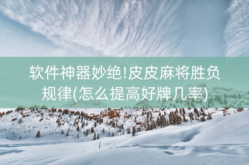 软件神器妙绝!皮皮麻将胜负规律(怎么提高好牌几率)