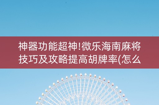 神器功能超神!微乐海南麻将技巧及攻略提高胡牌率(怎么打容易赢)