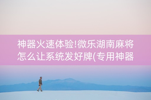 神器火速体验!微乐湖南麻将怎么让系统发好牌(专用神器)