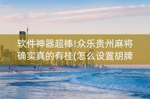 软件神器超棒!众乐贵州麻将确实真的有挂(怎么设置胡牌)