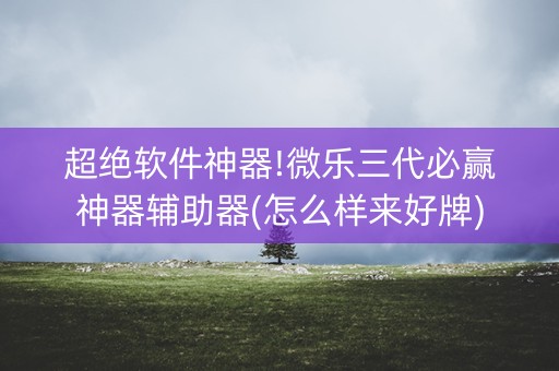 超绝软件神器!微乐三代必赢神器辅助器(怎么样来好牌)