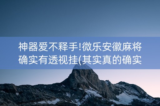 神器爱不释手!微乐安徽麻将确实有透视挂(其实真的确实有挂)