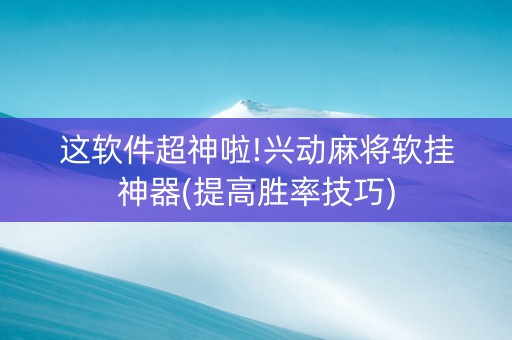 这软件超神啦!兴动麻将软挂神器(提高胜率技巧)