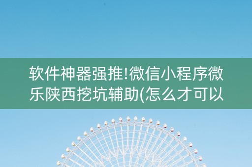 软件神器强推!微信小程序微乐陕西挖坑辅助(怎么才可以赢)