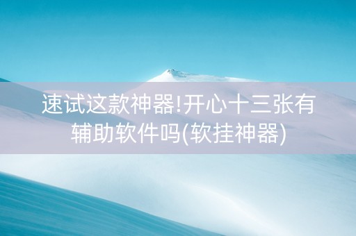 速试这款神器!开心十三张有辅助软件吗(软挂神器)