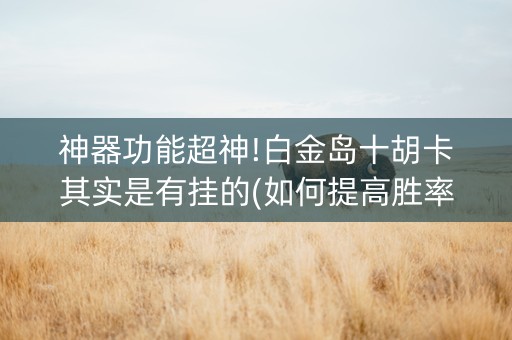 神器功能超神!白金岛十胡卡其实是有挂的(如何提高胜率)