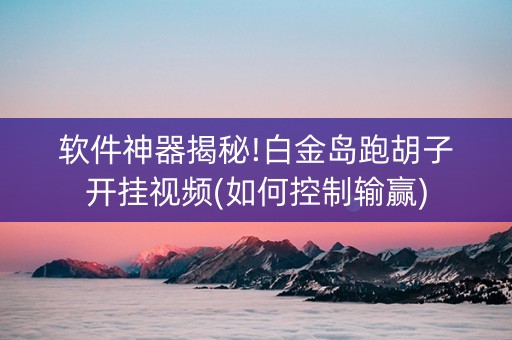 软件神器揭秘!白金岛跑胡子开挂视频(如何控制输赢)