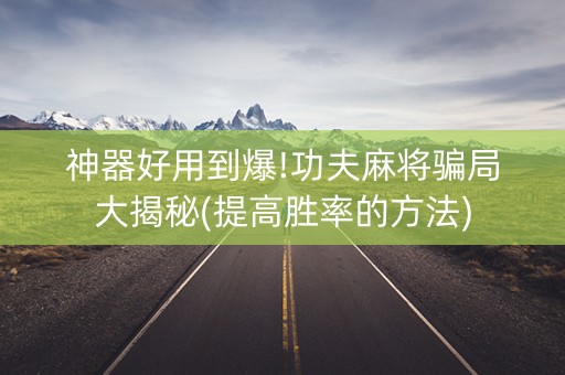 神器好用到爆!功夫麻将骗局大揭秘(提高胜率的方法)