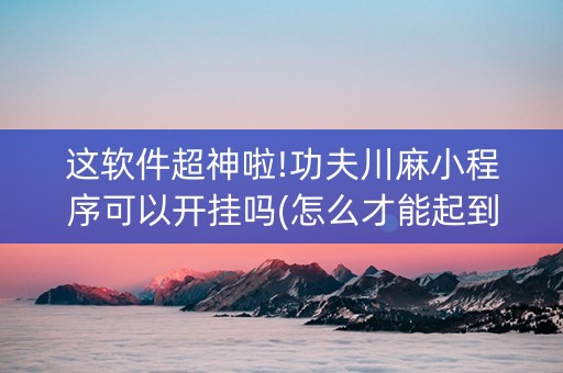 这软件超神啦!功夫川麻小程序可以开挂吗(怎么才能起到好牌)