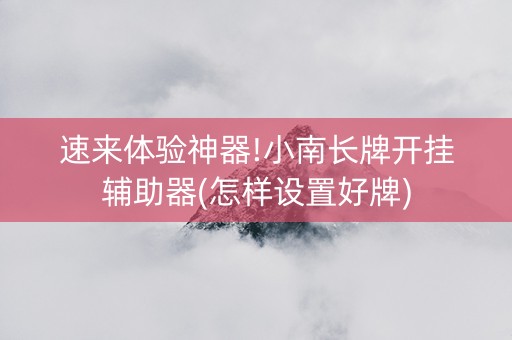 速来体验神器!小南长牌开挂辅助器(怎样设置好牌)