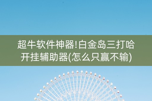 超牛软件神器!白金岛三打哈开挂辅助器(怎么只赢不输)