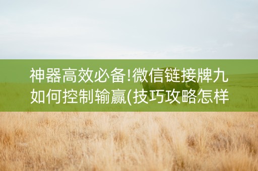 神器高效必备!微信链接牌九如何控制输赢(技巧攻略怎样拿好牌)