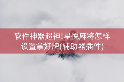 软件神器超神!星悦麻将怎样设置拿好牌(辅助器插件)