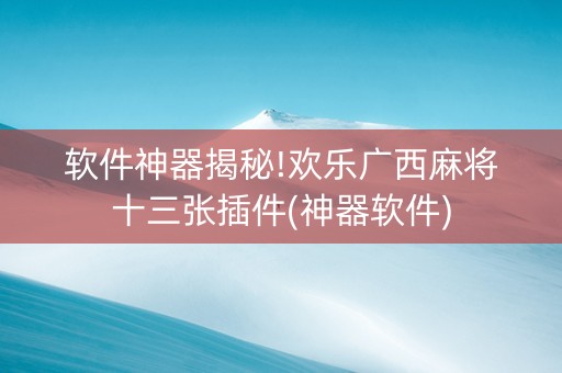 软件神器揭秘!欢乐广西麻将十三张插件(神器软件)