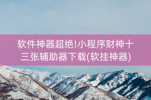 软件神器超绝!小程序财神十三张辅助器下载(软挂神器)