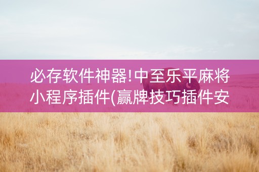 必存软件神器!中至乐平麻将小程序插件(赢牌技巧插件安装)