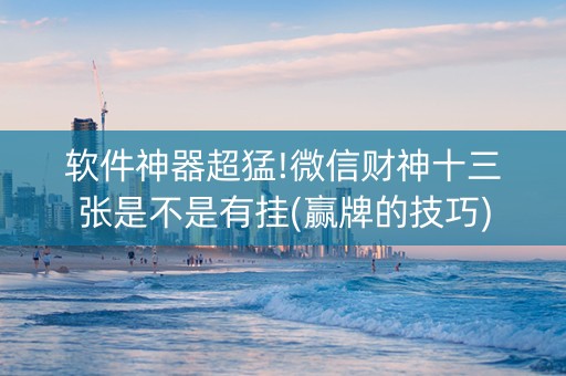 软件神器超猛!微信财神十三张是不是有挂(赢牌的技巧)