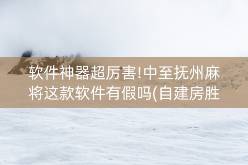 软件神器超厉害!中至抚州麻将这款软件有假吗(自建房胜负规律)