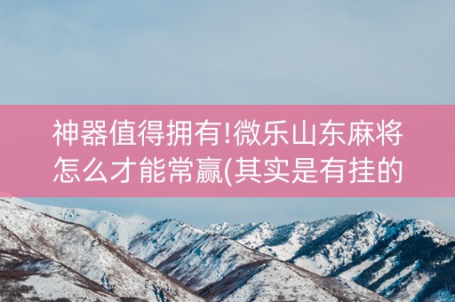 神器值得拥有!微乐山东麻将怎么才能常赢(其实是有挂的)