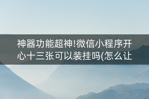 神器功能超神!微信小程序开心十三张可以装挂吗(怎么让系统给你发好牌)
