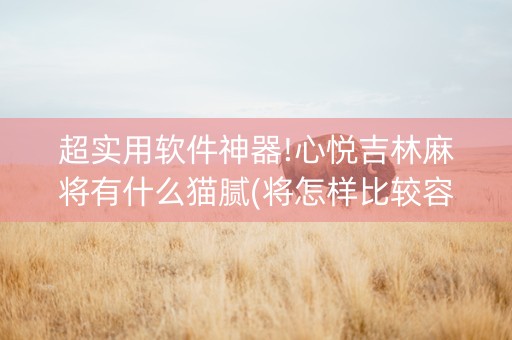 超实用软件神器!心悦吉林麻将有什么猫腻(将怎样比较容易赢)