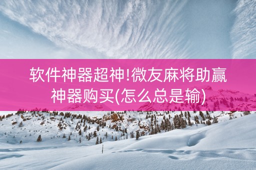 软件神器超神!微友麻将助赢神器购买(怎么总是输)