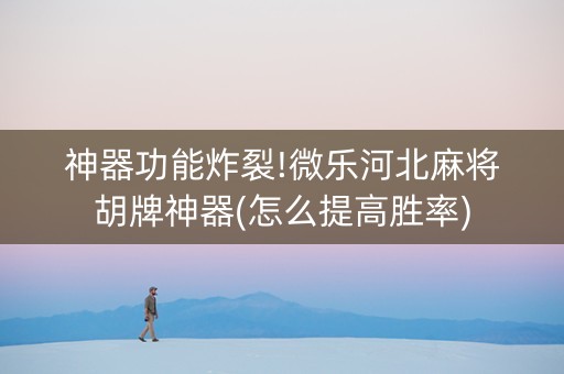神器功能炸裂!微乐河北麻将胡牌神器(怎么提高胜率)