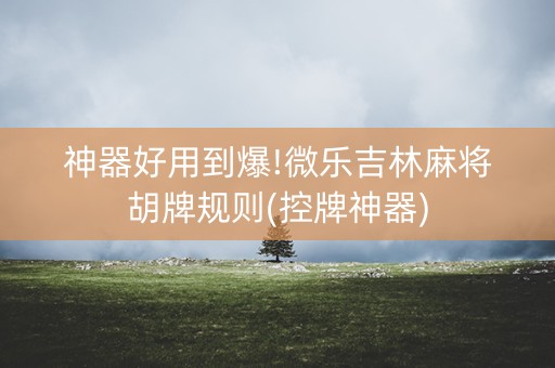 神器好用到爆!微乐吉林麻将胡牌规则(控牌神器)