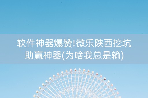 软件神器爆赞!微乐陕西挖坑助赢神器(为啥我总是输)
